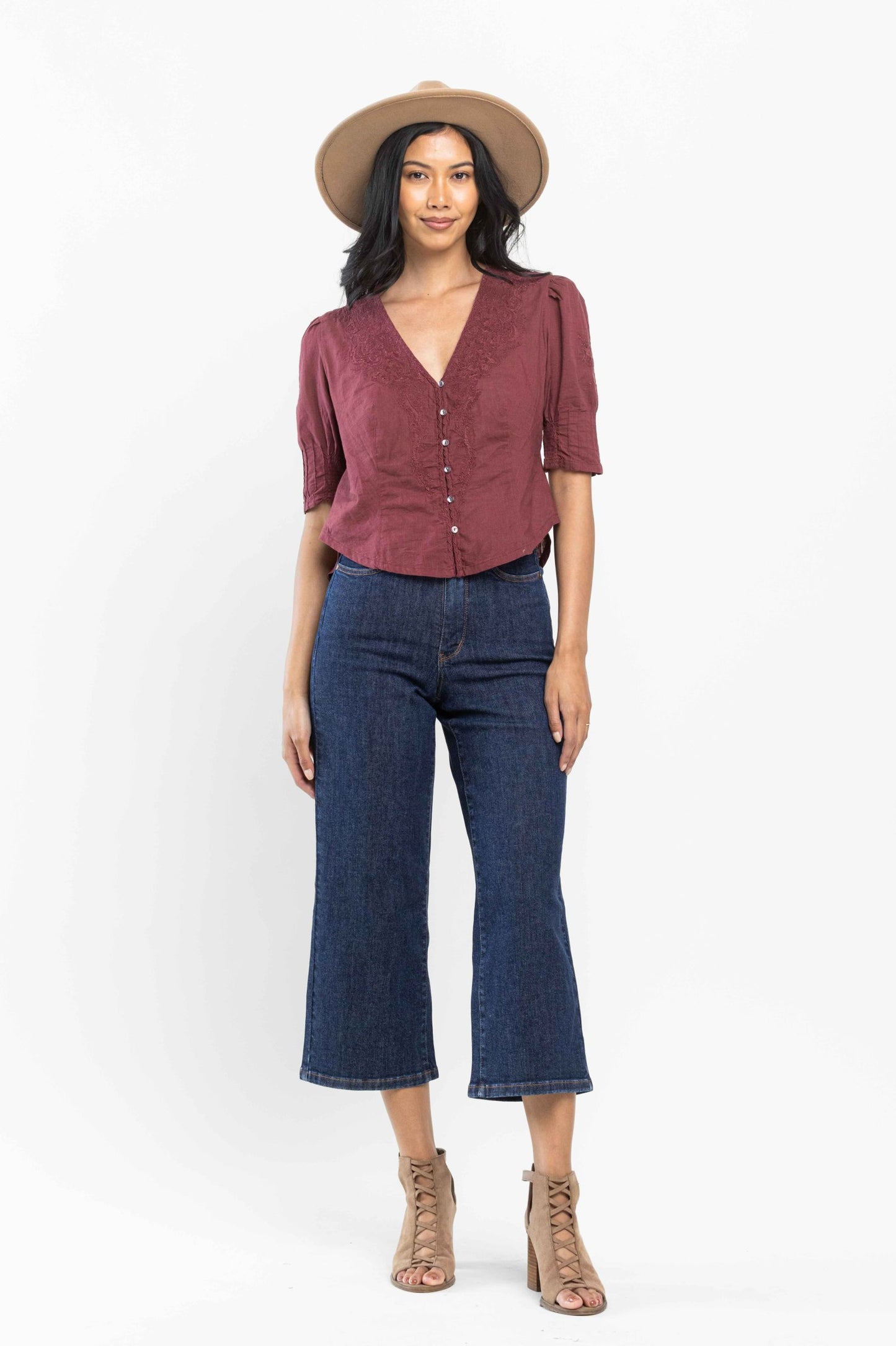 Judy Blue High Waist Tummy Control Tailored Crop Wide *FINAL SALE*