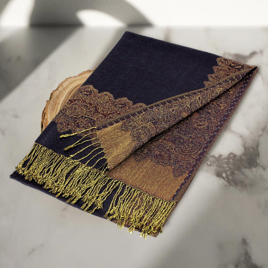 Border Pashmina Scarf Shawl with Fringe