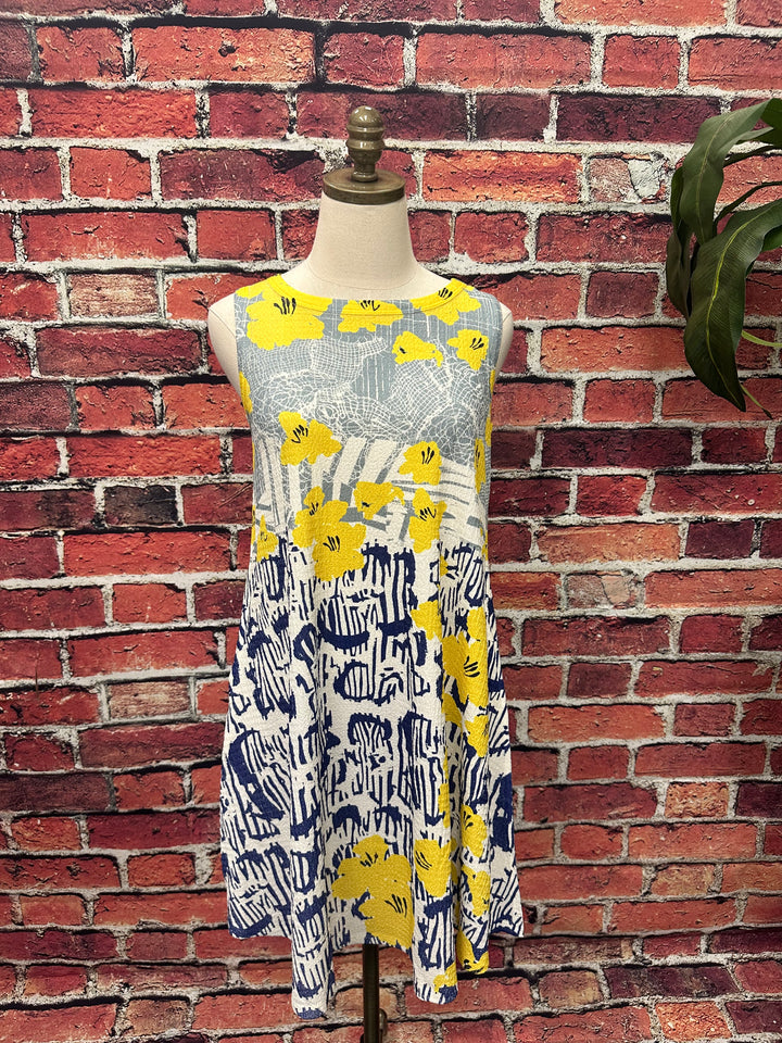 Modern Bloom Sleeveless Swing Dress