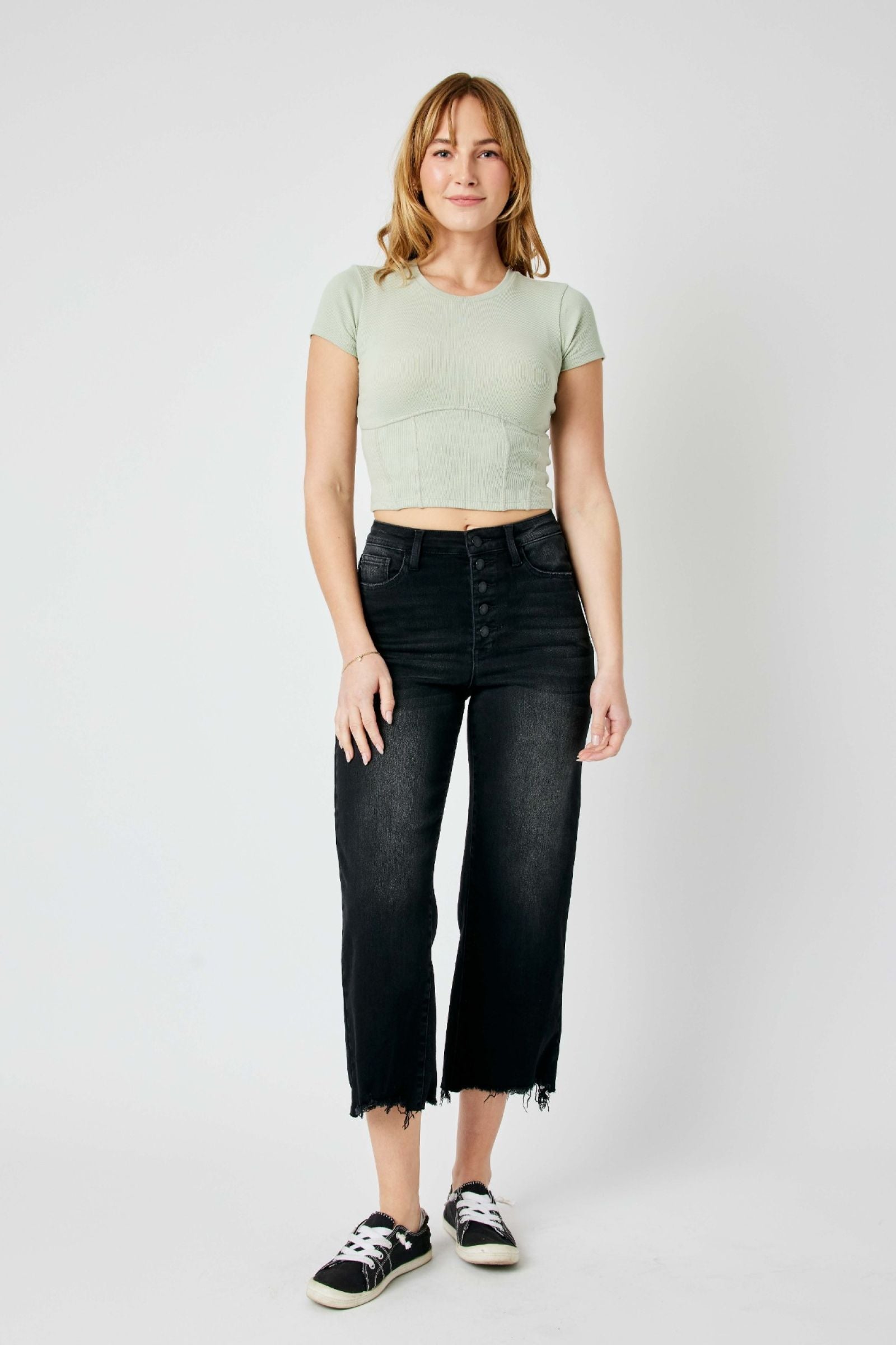 Judy Blue High Waist Destroy Raw Hem Crop Wide *FINAL SALE*