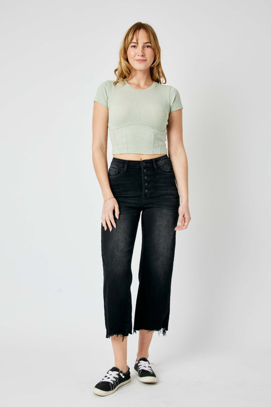 Judy Blue High Waist Destroy Raw Hem Crop Wide *FINAL SALE*