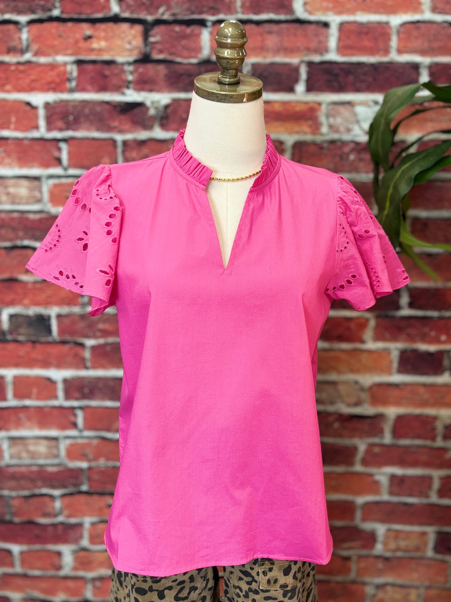 Dani Classic Cotton Poplin Flutter Sleeve Top *FINAL SALE*