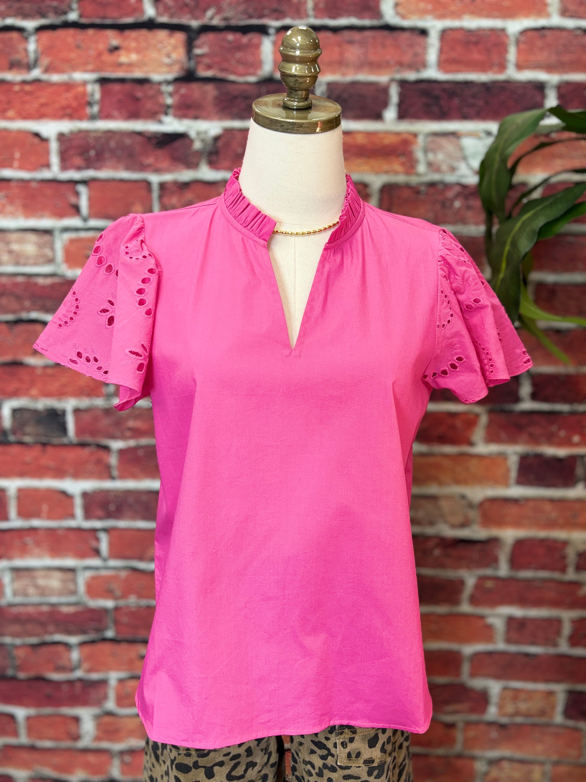 Dani Classic Cotton Poplin Flutter Sleeve Top *FINAL SALE*