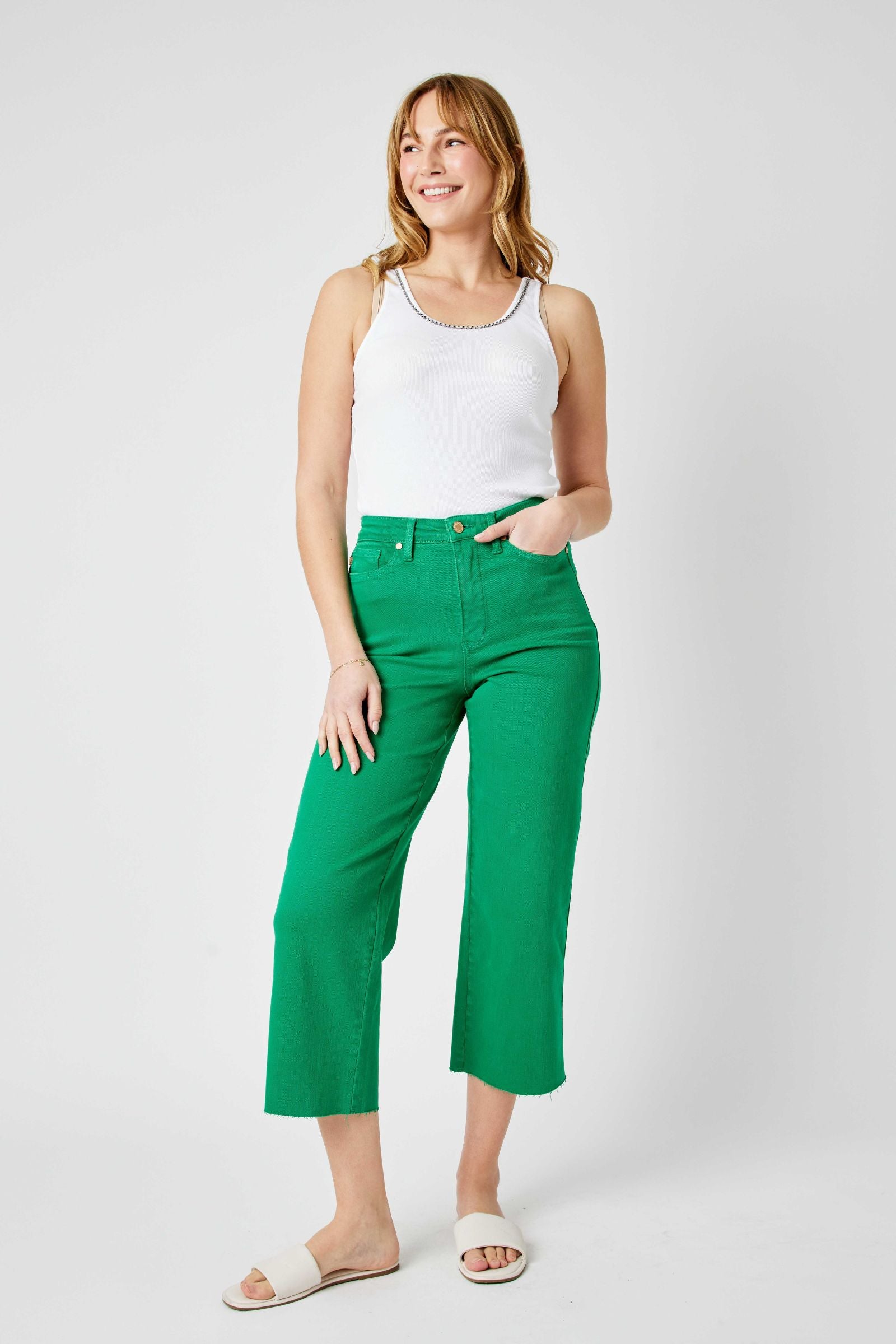 Judy Blue High Waist Garment Dyed Wide Leg Crop * FINAL SALE*