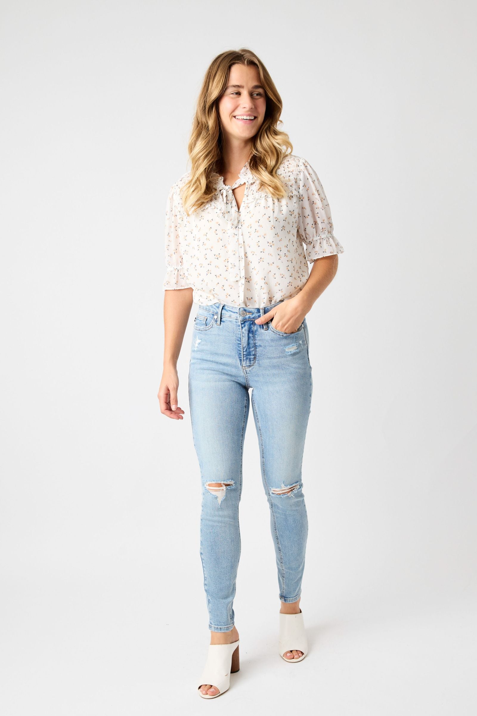 Judy Blue Mid Rise Tummy Control Destroy Skinny *FINAL SALE*