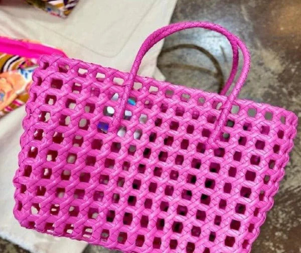 Elysa See Through Hand Woven Eco Plastic Tote Bag