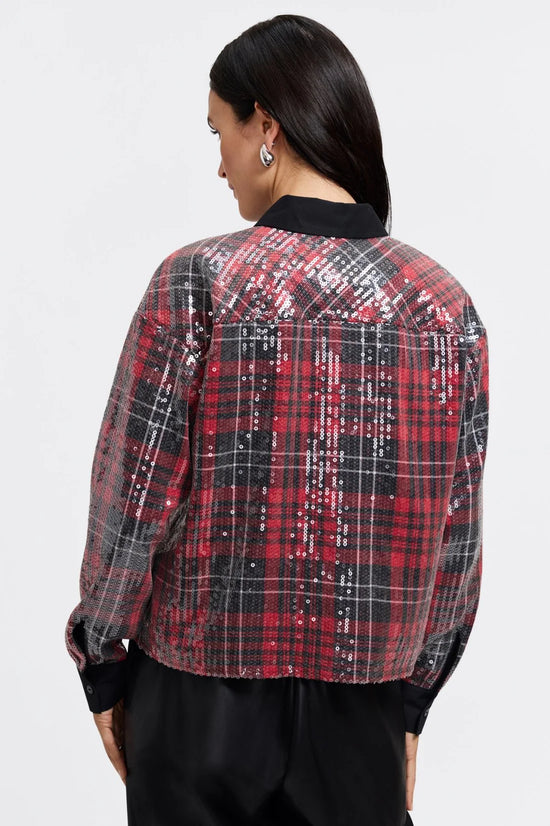Marina Sequin Plaid Jacket Shirt