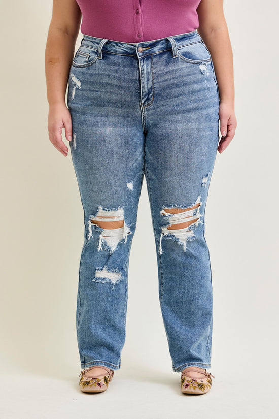 Judy Blue HW Stone Wash Destroyed Bootcut