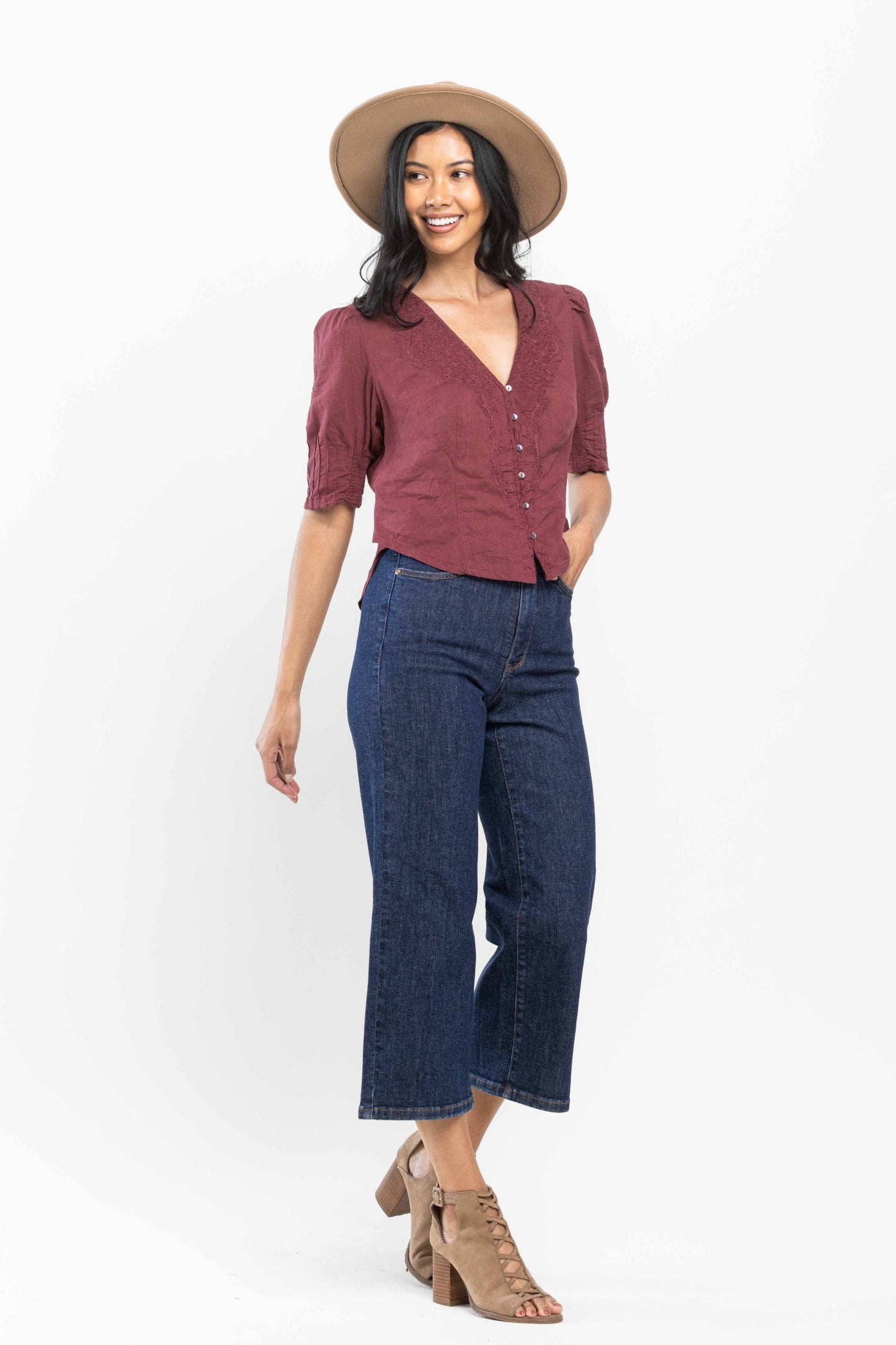 Judy Blue High Waist Tummy Control Tailored Crop Wide *FINAL SALE*