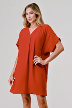 Load image into Gallery viewer, Aria Short Sleeve V Neck Shift Dress with Pocket
