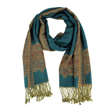 Load image into Gallery viewer, Border Pashmina Scarf Shawl with Fringe
