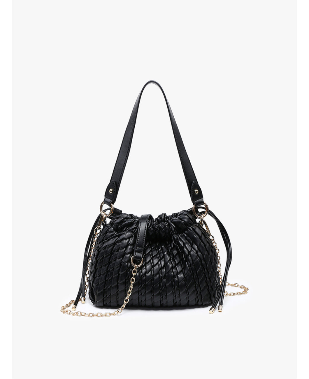 Ginger Ruched Drawstring Woven Satchel
