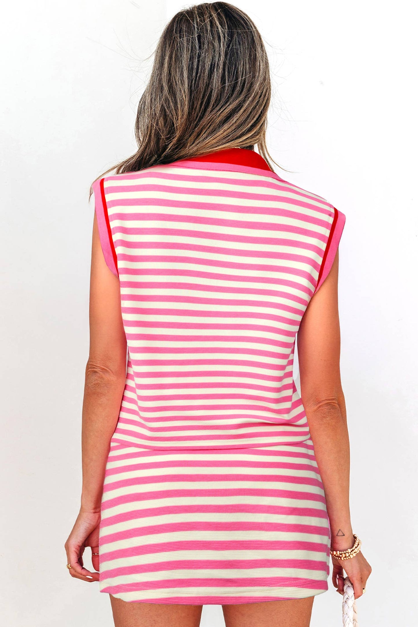 Striped Polo Two-Piece Set