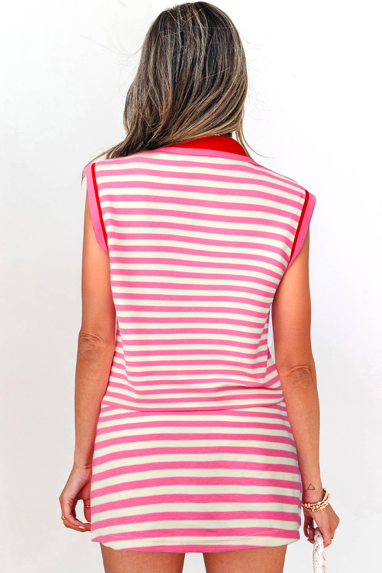 Striped Polo Two-Piece Set