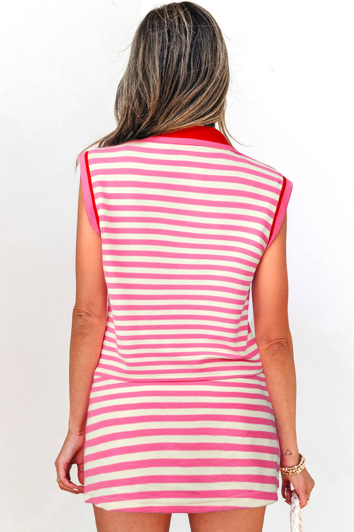 Striped Polo Two-Piece Set