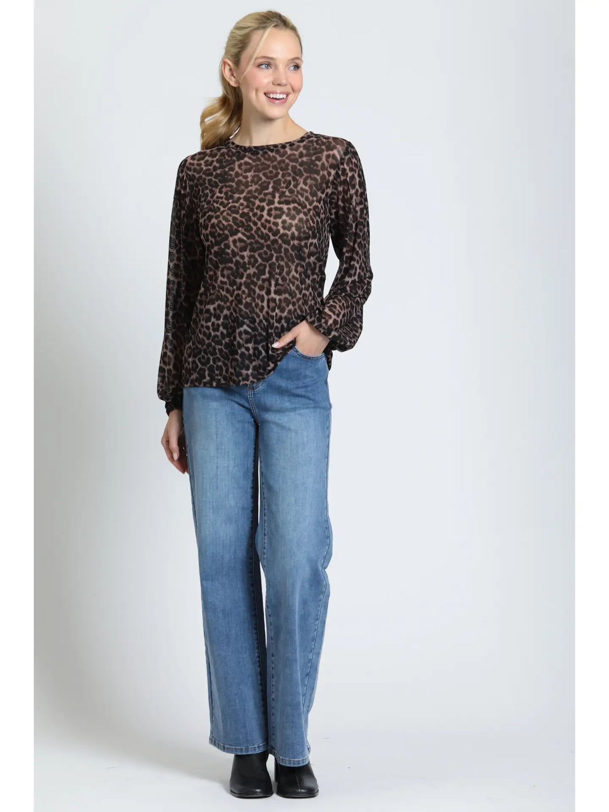 Boho Pleated Leopard Top