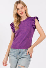 Load image into Gallery viewer, Mineral Washed Ruffle Sleeve Top
