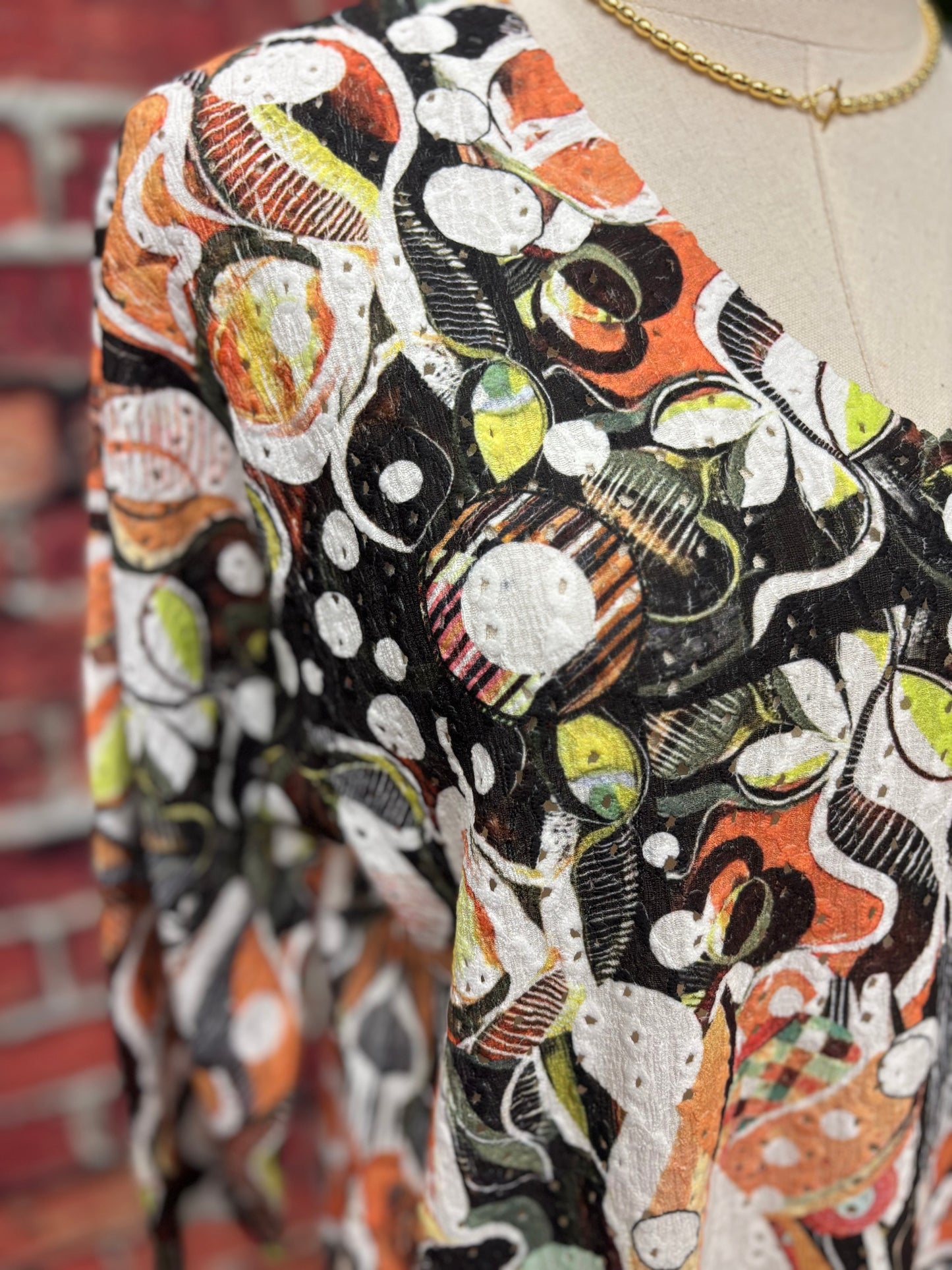 Gallery Print Eyelet Top