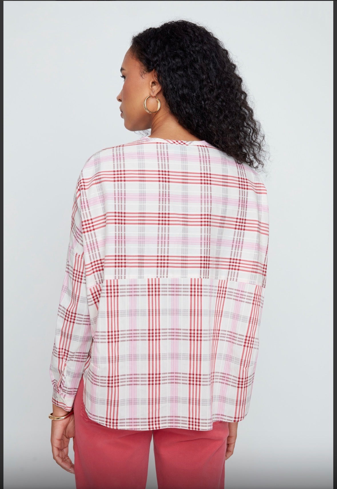 Rosy Plaid Breeze Blouse