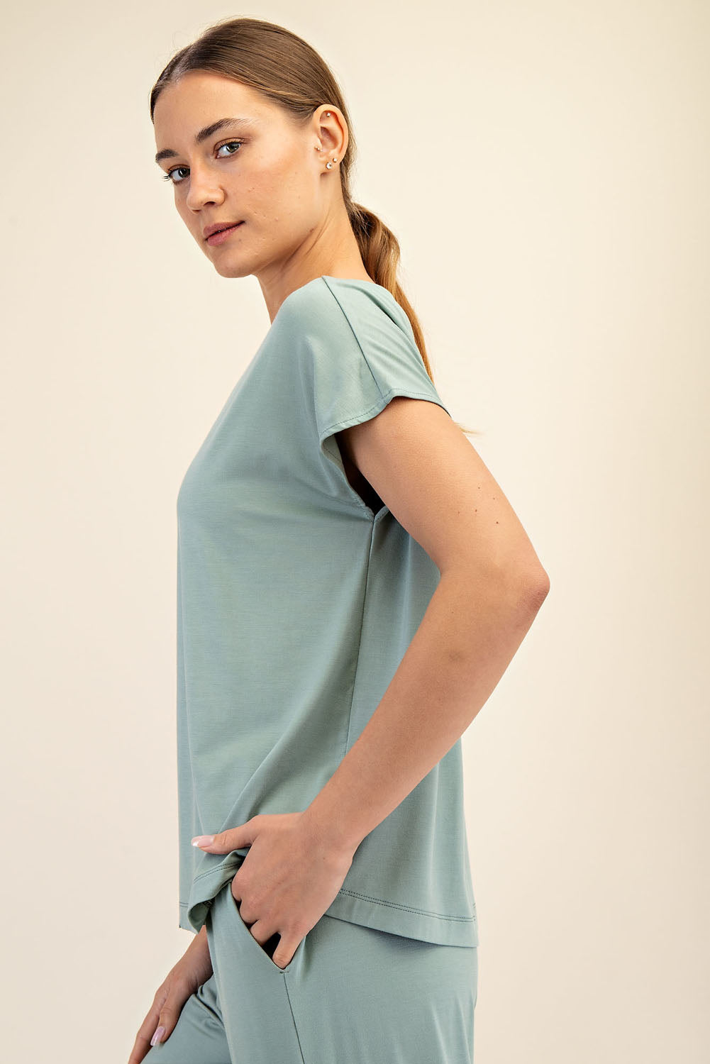 Viscose Modal Basic Boat Neck Top