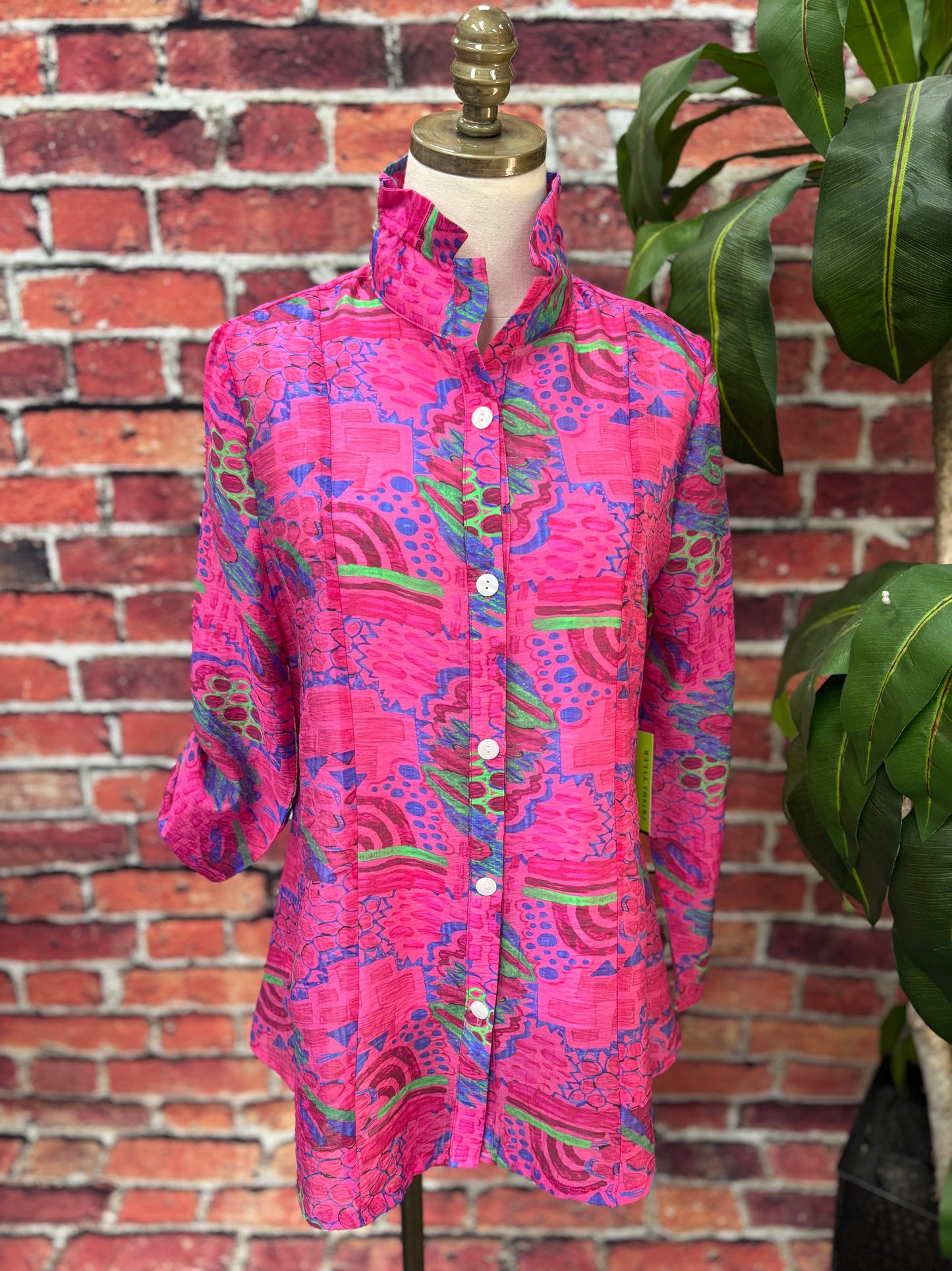 Vibrant Print A-Line Wire Collar Jacket