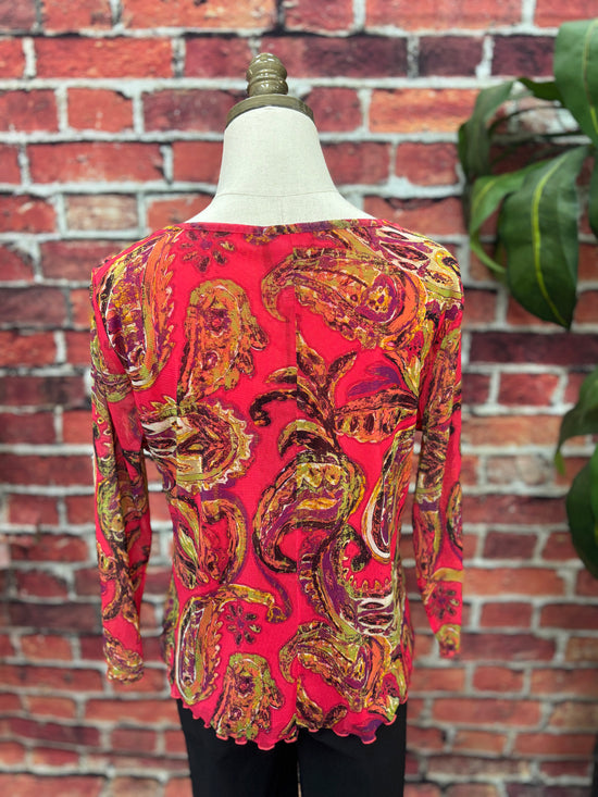 Sunset Paisley Mesh Blouse