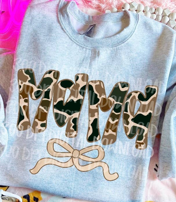 Camo Mama Coquette Bow Short Sleeve Shirt