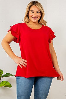Pop Ruffle Sleeve Top