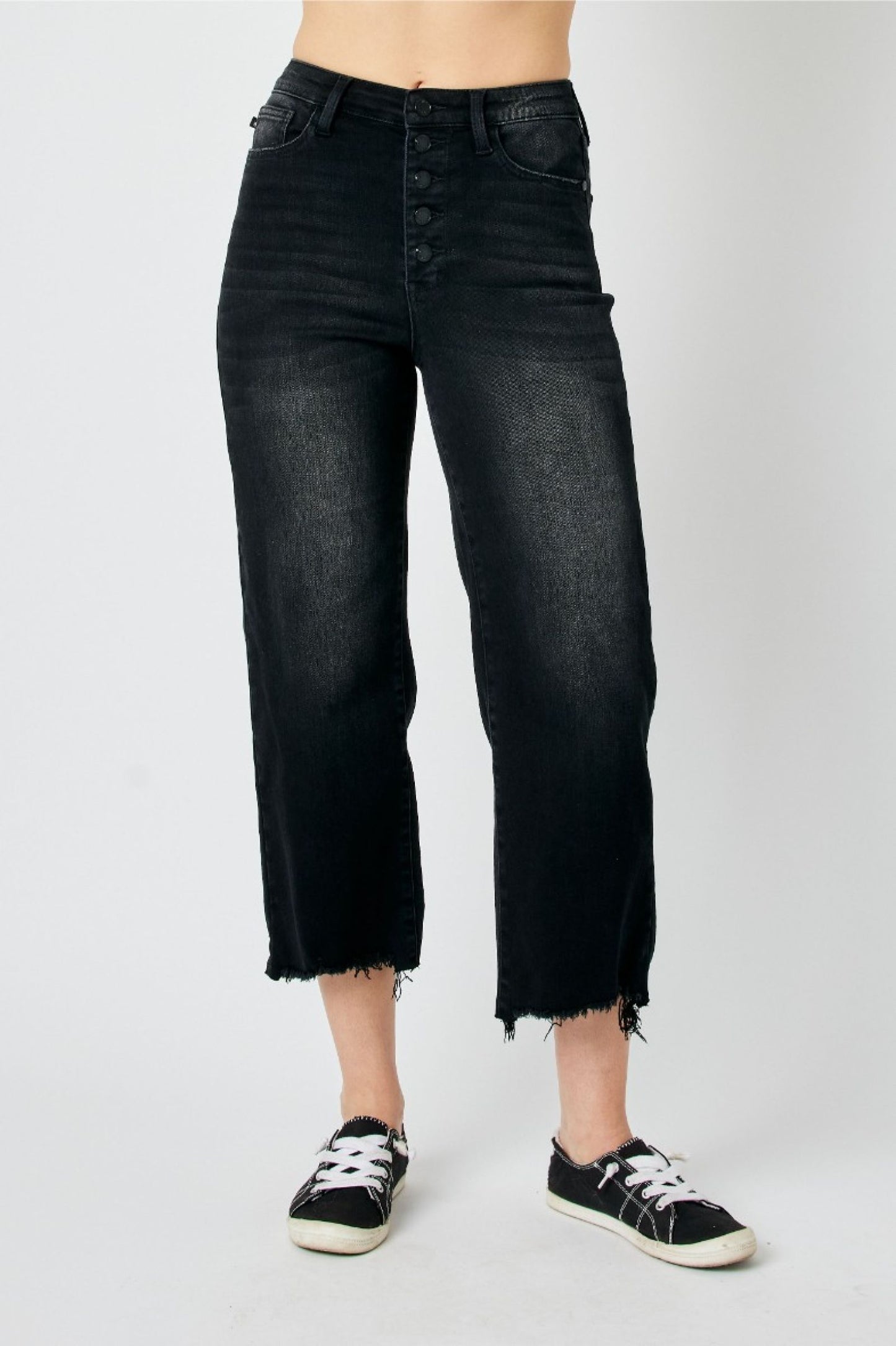 Judy Blue High Waist Destroy Raw Hem Crop Wide *FINAL SALE*