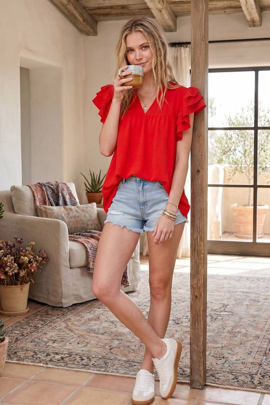 Airflow Ruffle Sleeve Blouse