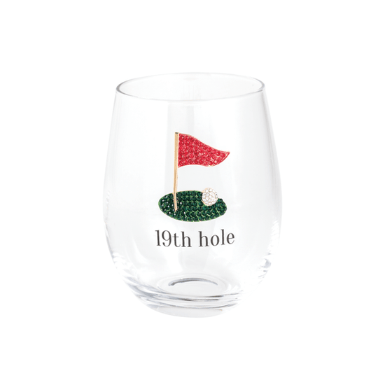 Golf Jeweled Wine Glass