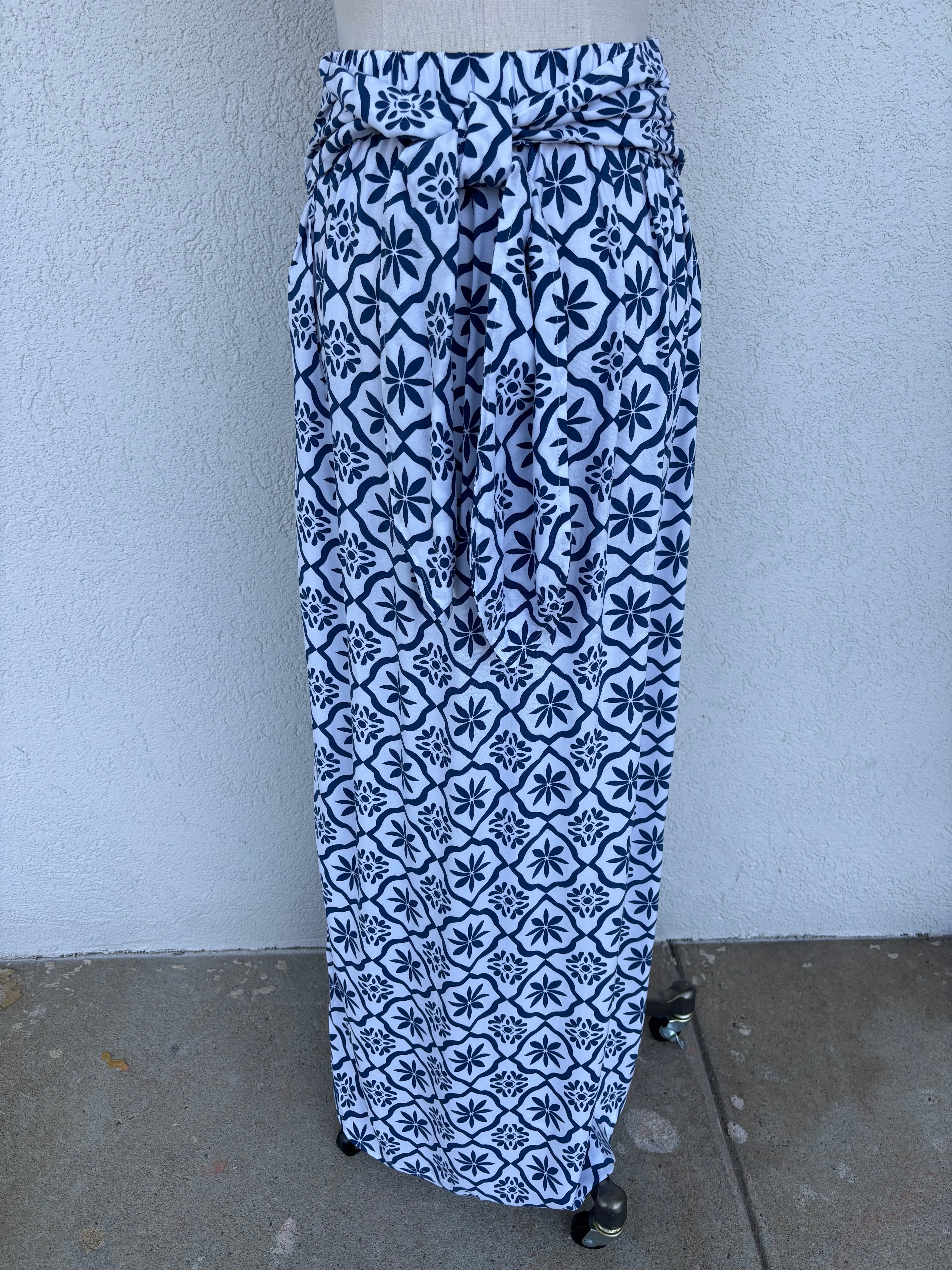 Coastal Tile Wrap Maxi Skirt