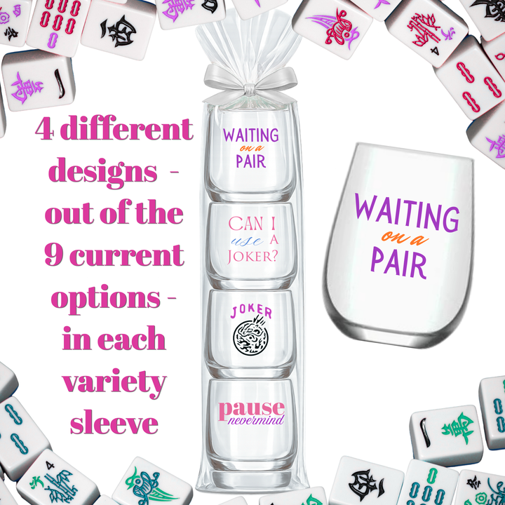 Mahjong Stemless 4ct Plastic Set Wine Glasses