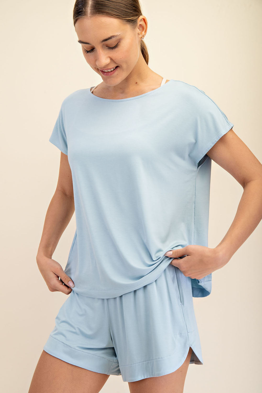 Viscose Modal Basic Boat Neck Top