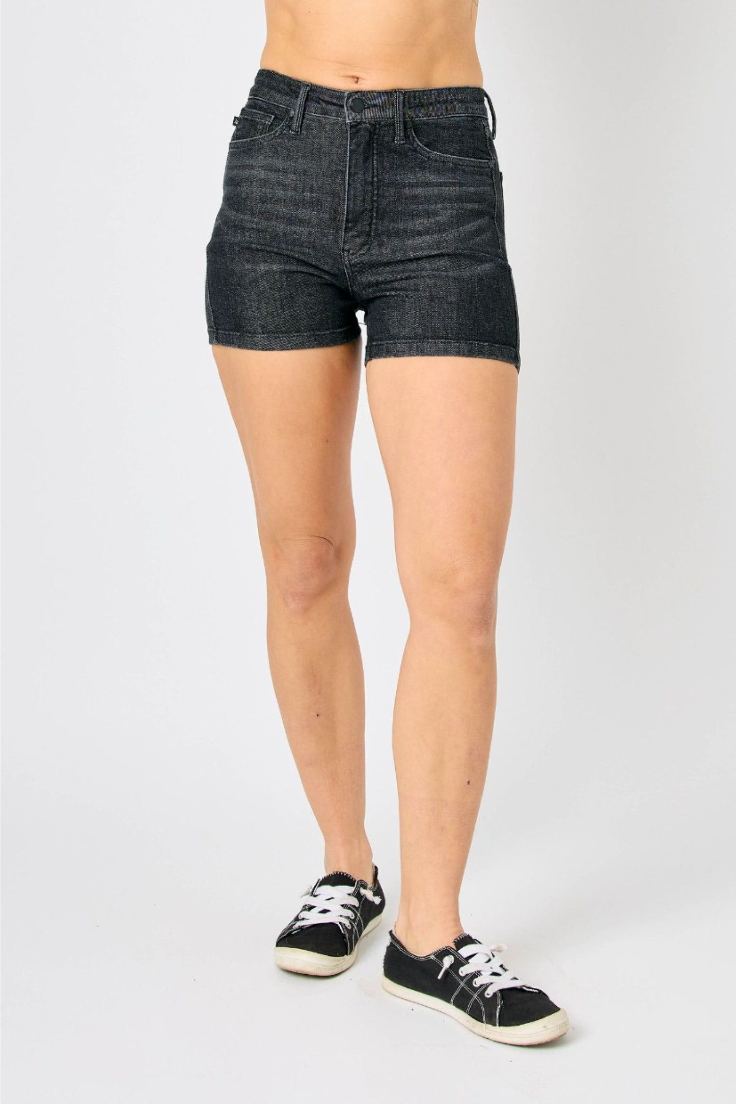 Judy Blue High Waist Tummy Control Washed Black Shorts *FINAL SALE*