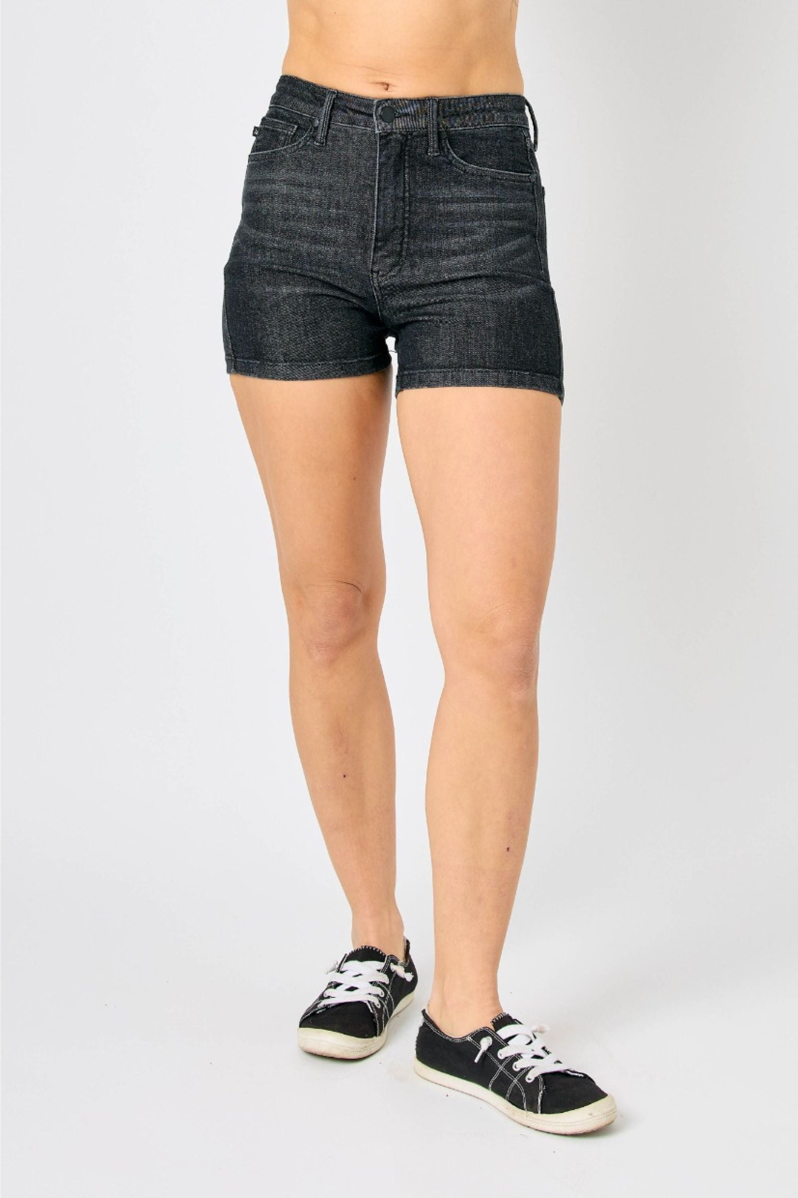 Judy Blue High Waist Tummy Control Washed Black Shorts *FINAL SALE*