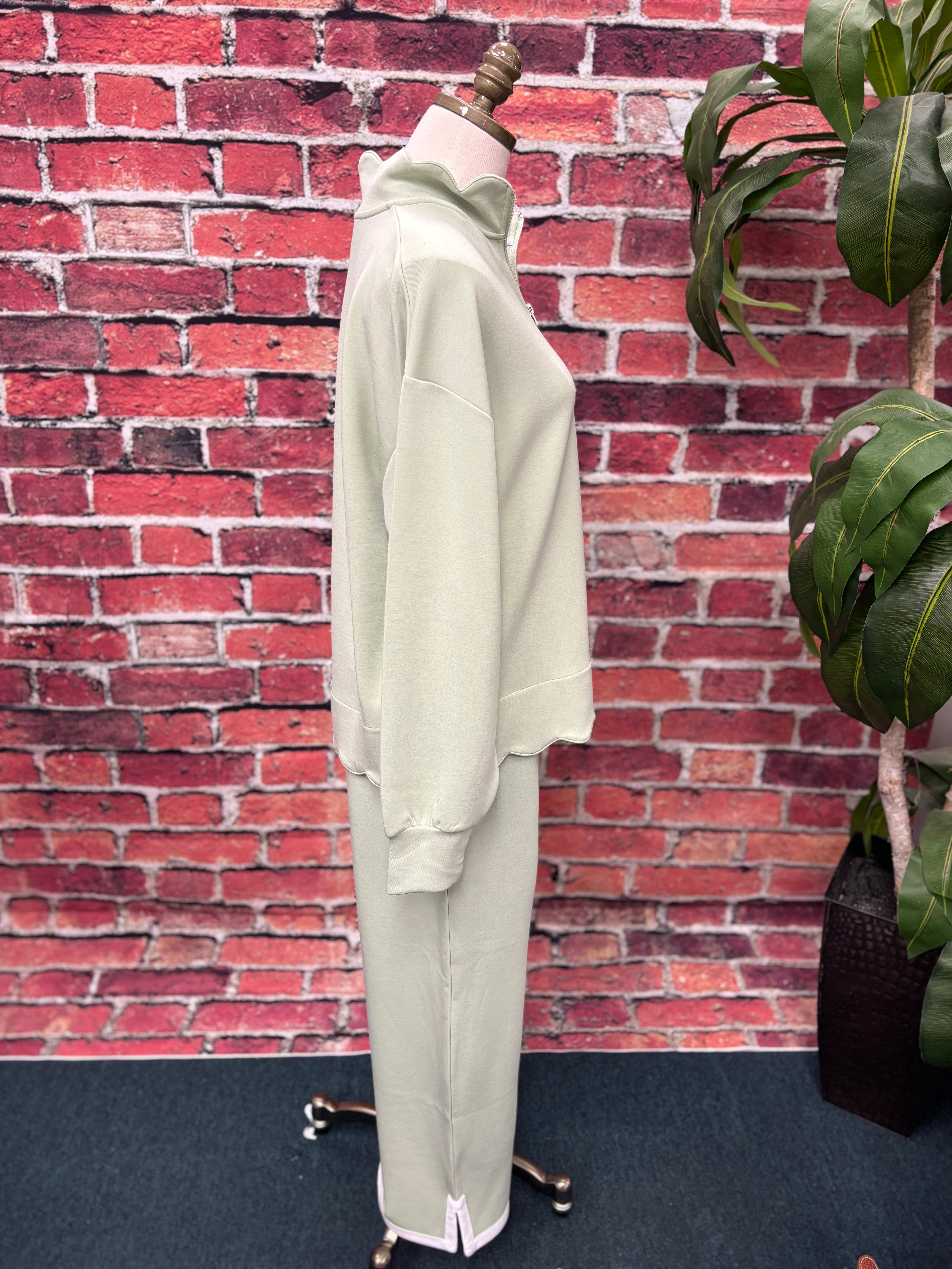 Scalloped Half-Zip Pullover