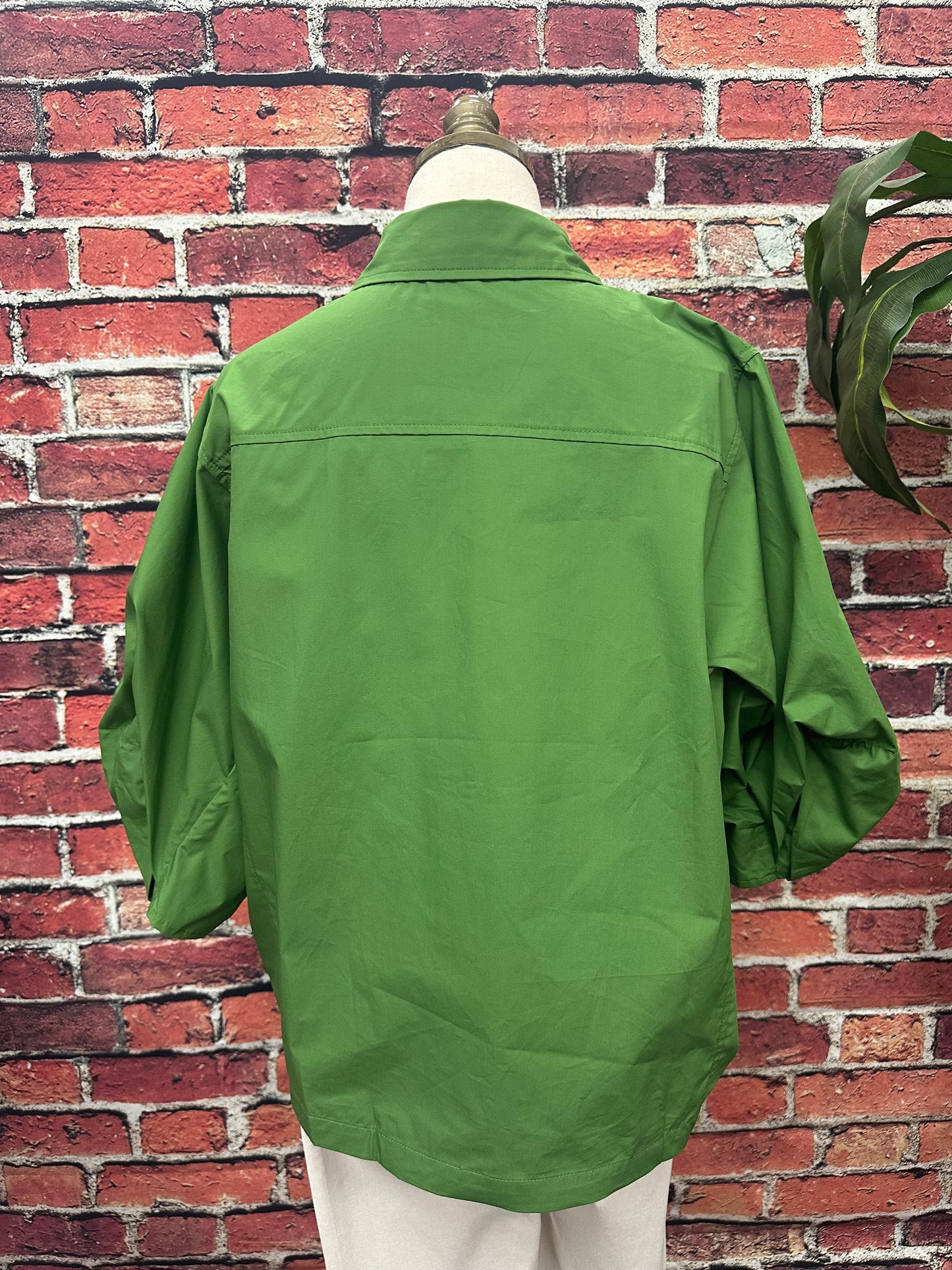 Poplin Bishop Sleeve Button Up Blouse