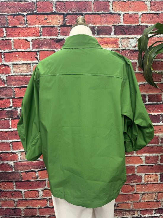 Poplin Bishop Sleeve Button Up Blouse