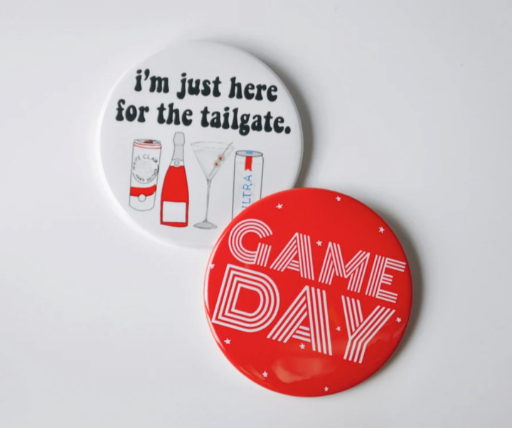 Red Game Day Tailgate Buttons | Game Day Pins