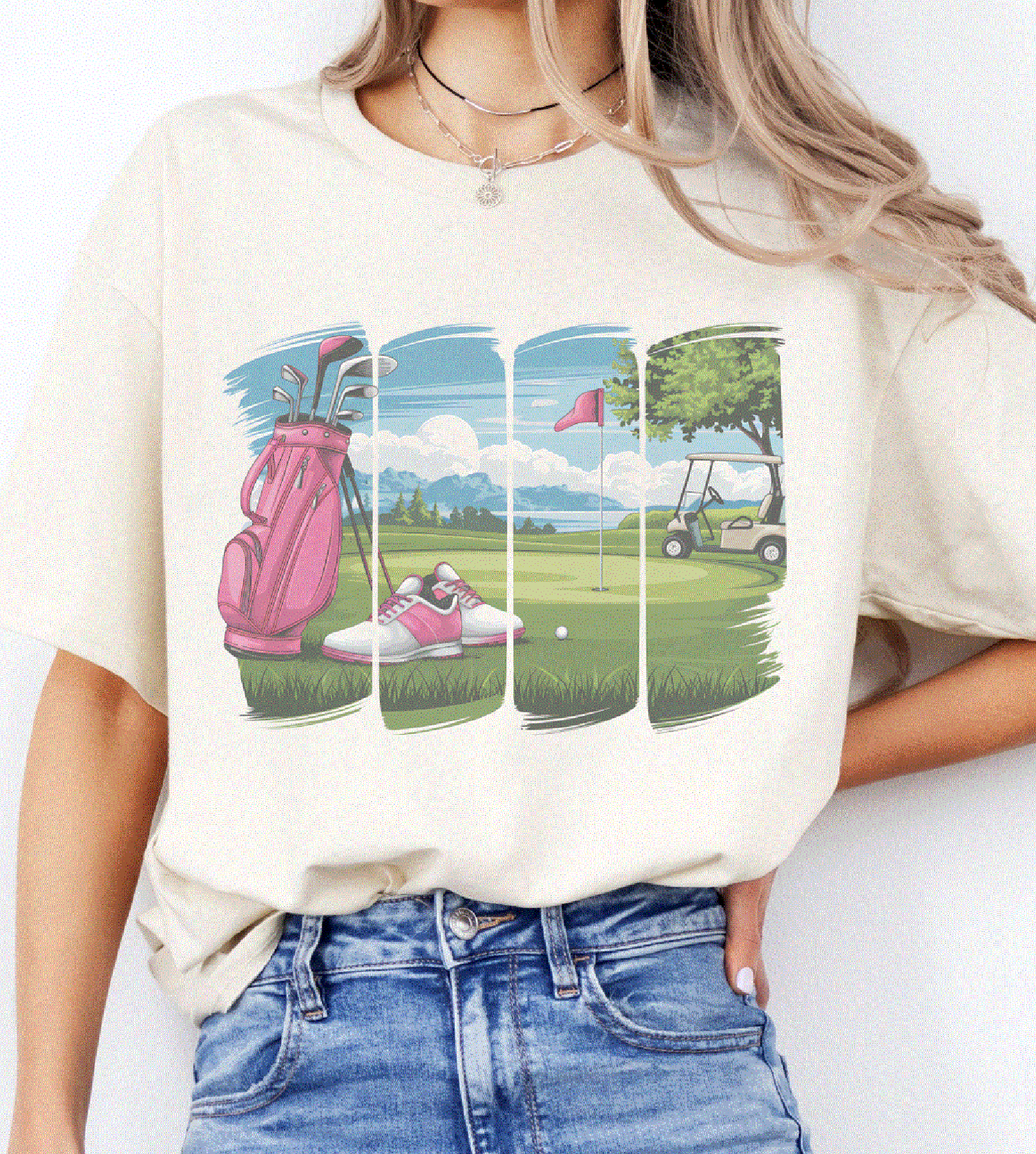 Golf Course Resort Country Club Pink Graphic Tee By Par-Tees