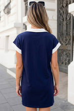 Load image into Gallery viewer, USA Flag Day Colorblock Zip Collared Mini Shirt Dress
