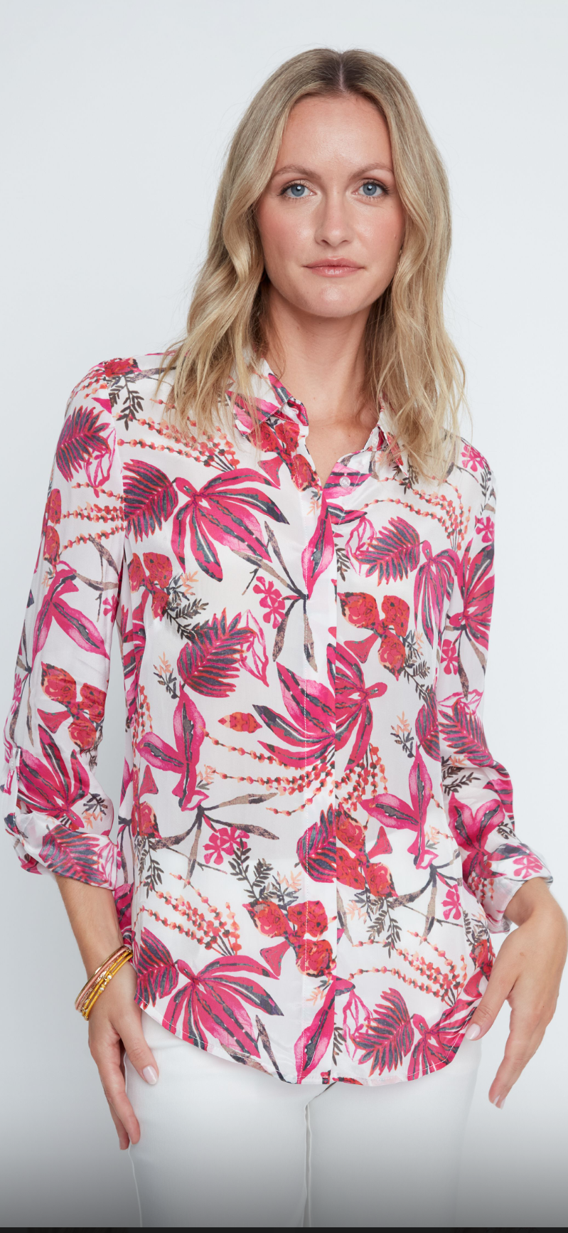 Orchid Breeze Button-Down Blouse