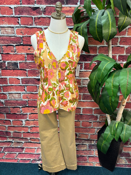 Retro Bloom V-Neck Tank