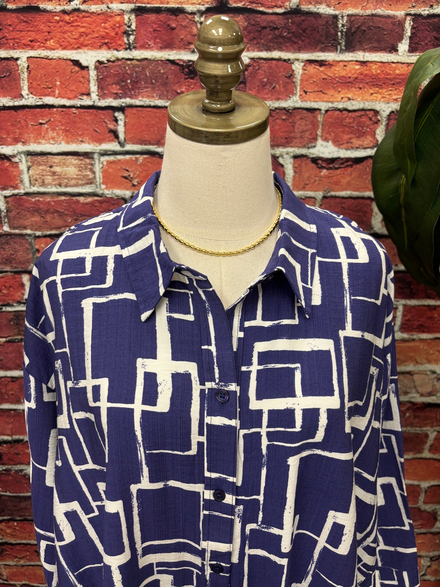 Modern Lines Button-Up Blouse