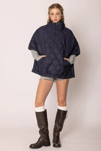 Load image into Gallery viewer, Quarter Zip Quilted Puffer Poncho
