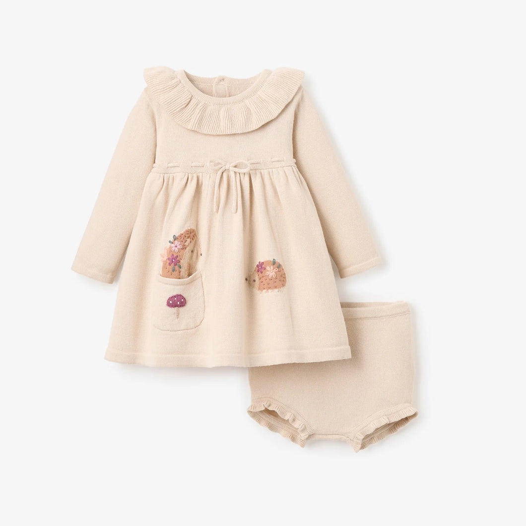 Embroidered Knit Dress & Bloomer Set