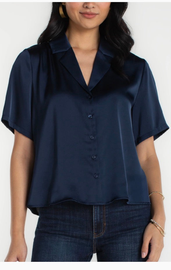 Short Sleeve Camp collar Blouse