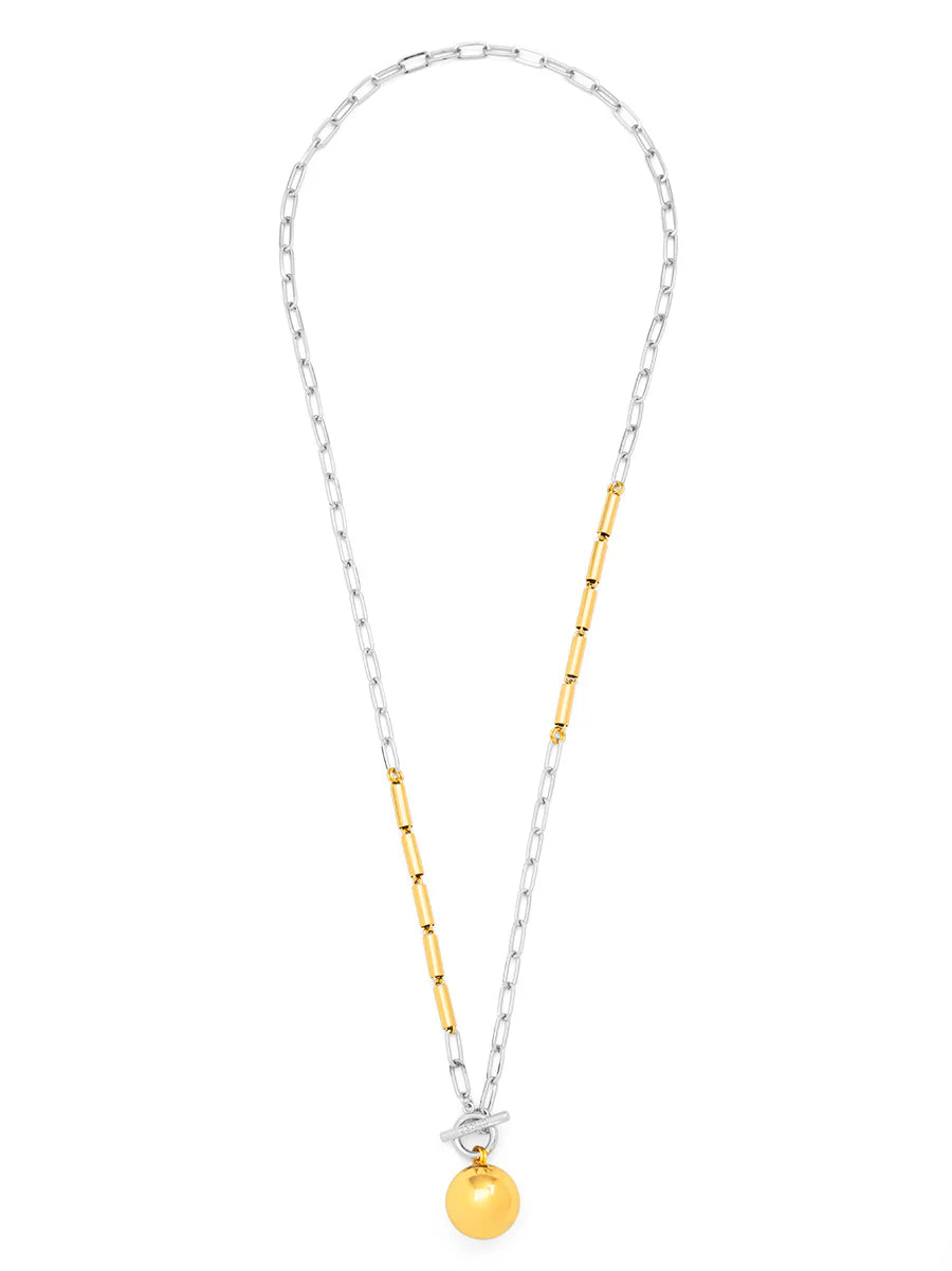 Two Toned Tube And Link Necklace