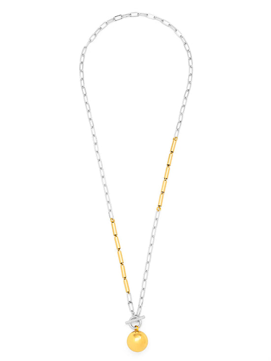 Two Toned Tube And Link Necklace